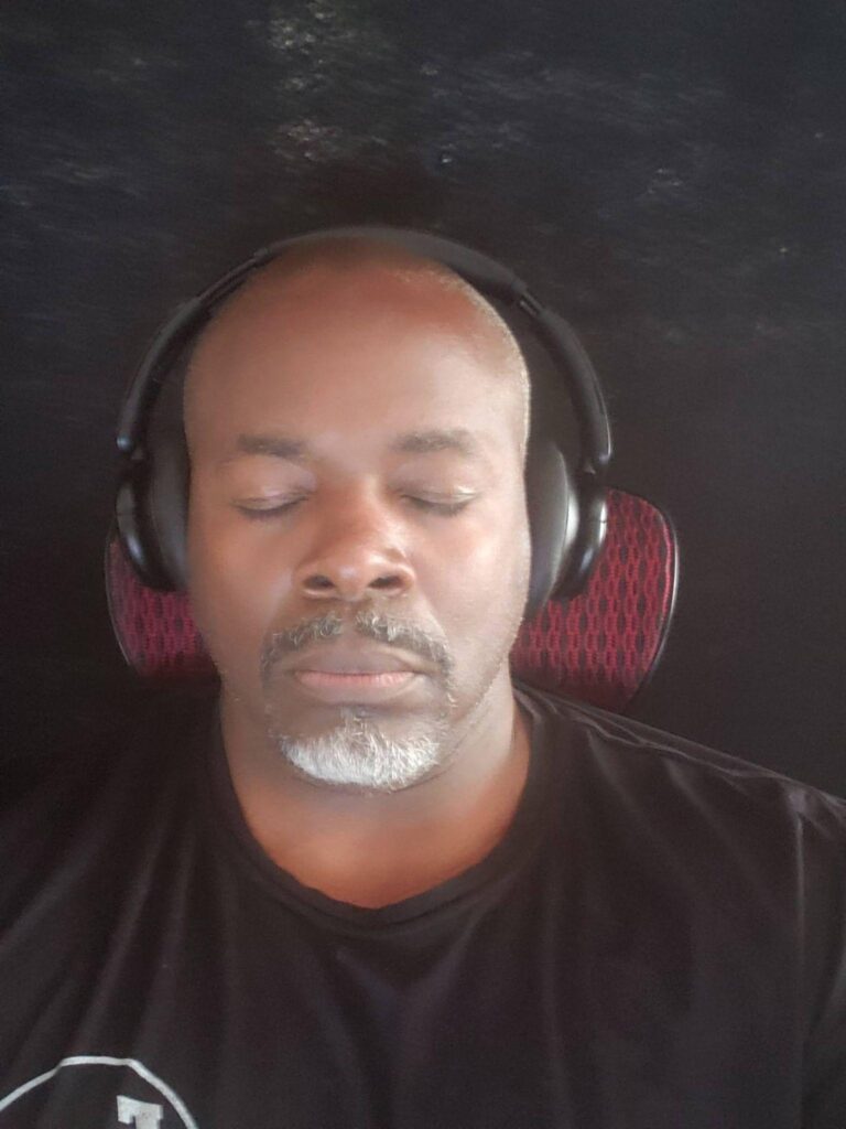 personal photo of my power nap using headphones 