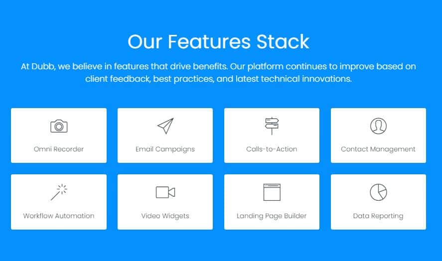 Our features stack for Dubb