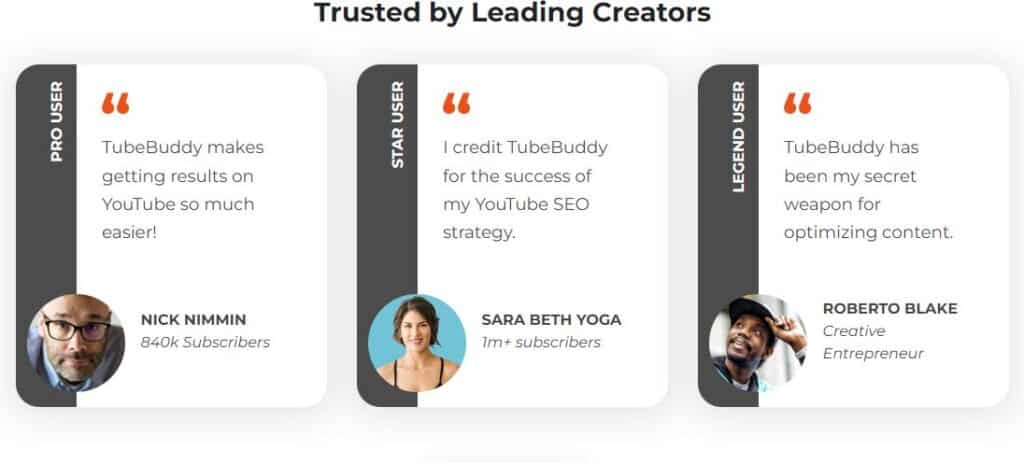 Tubebuddy trusted by leading creators for blog post 