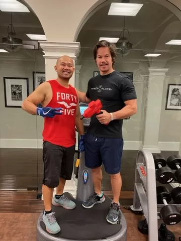 Vibration Platforms - Mark Wahlberg image of his home gym and Power Plate Pro model