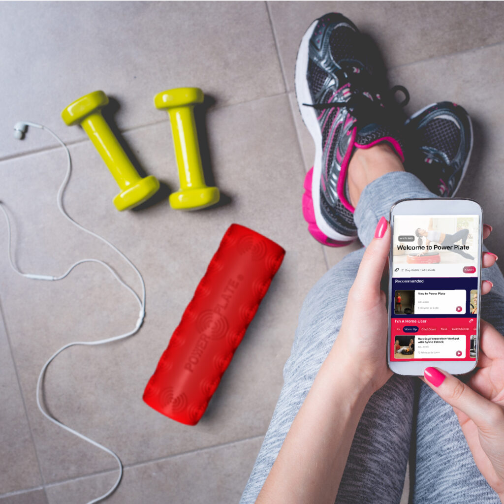 Power Plate roller with app image for article